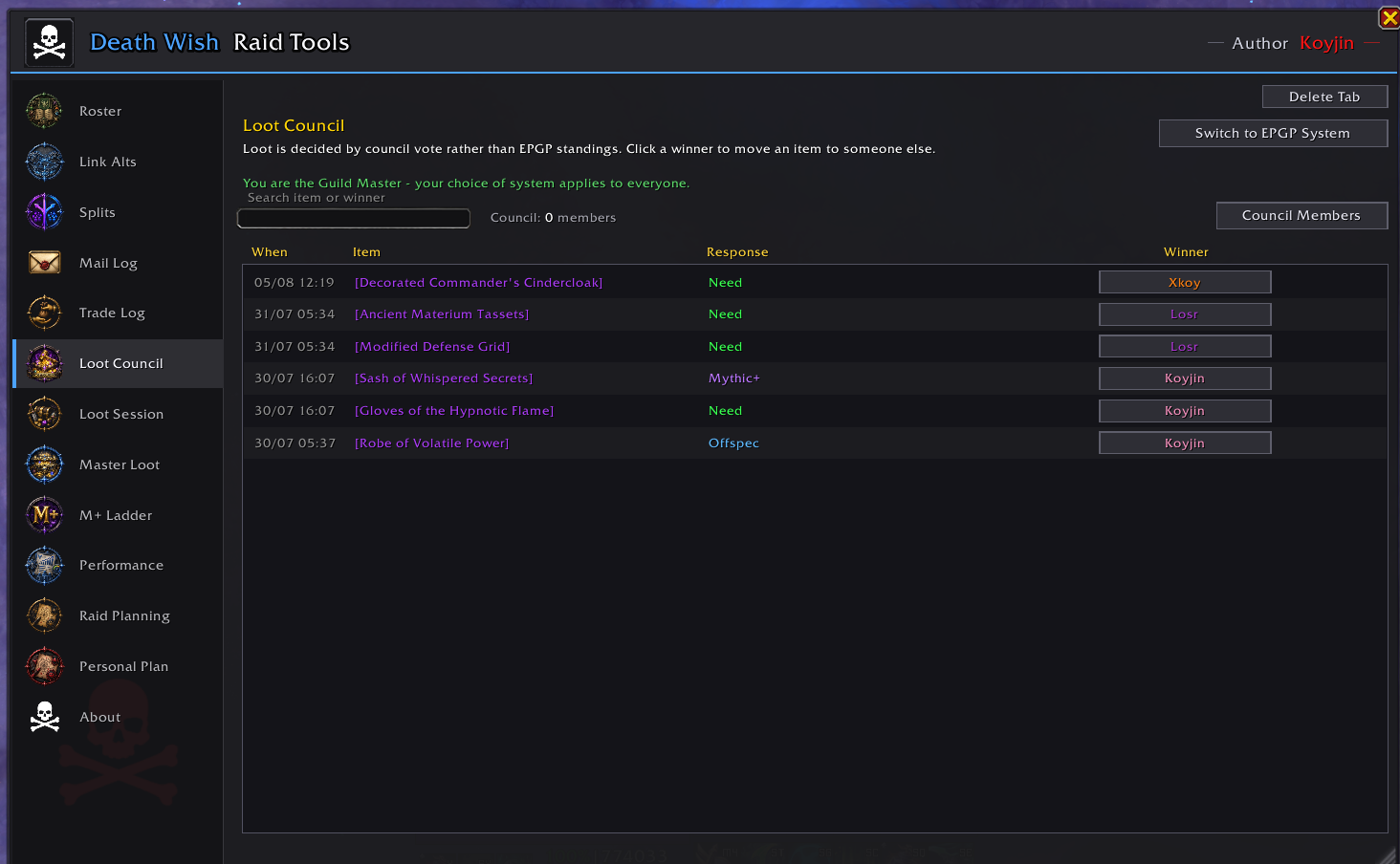 Thumbnail Easy and trackable loot history