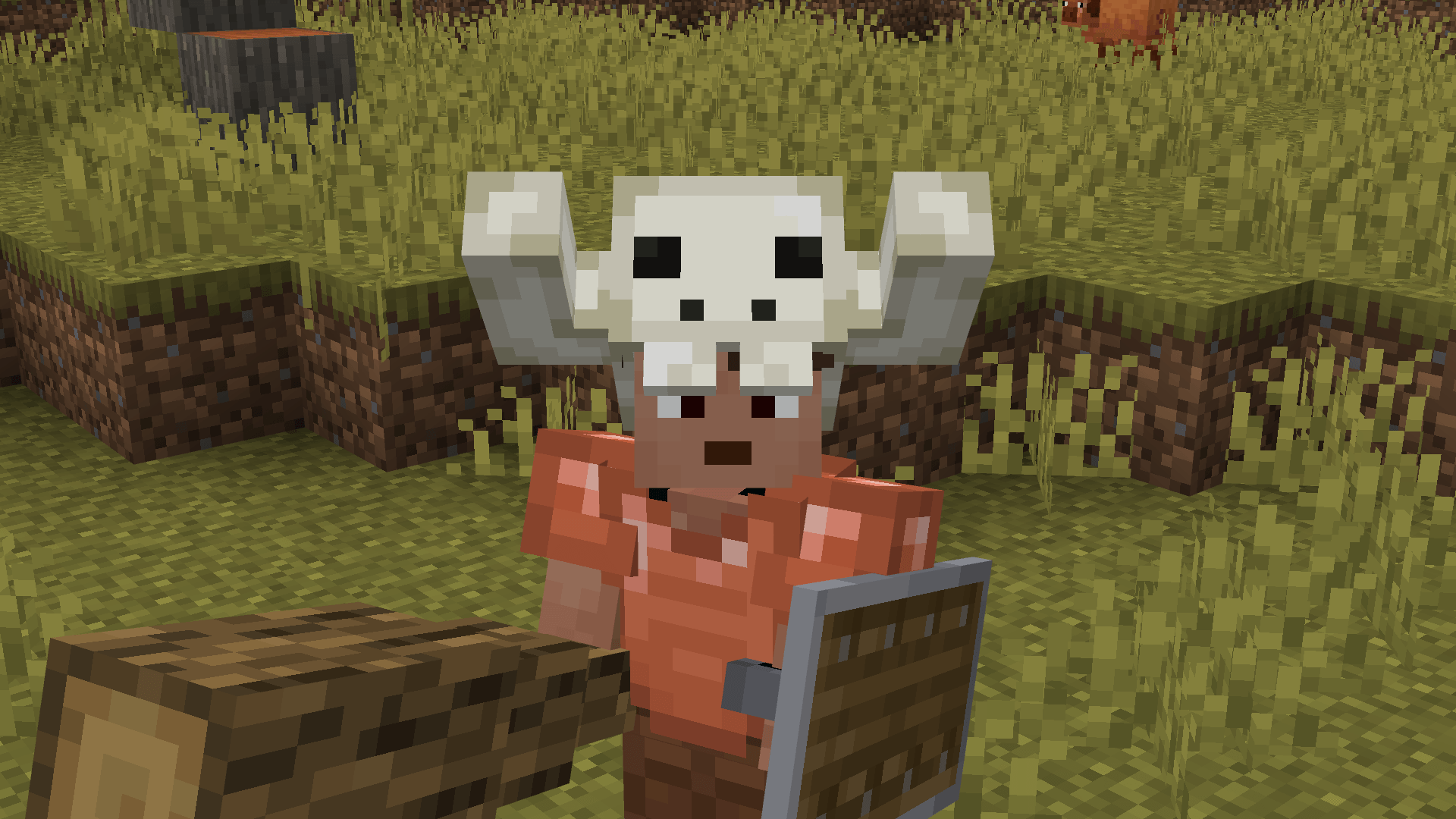 Thumbnail bone helmet and oak club equipped