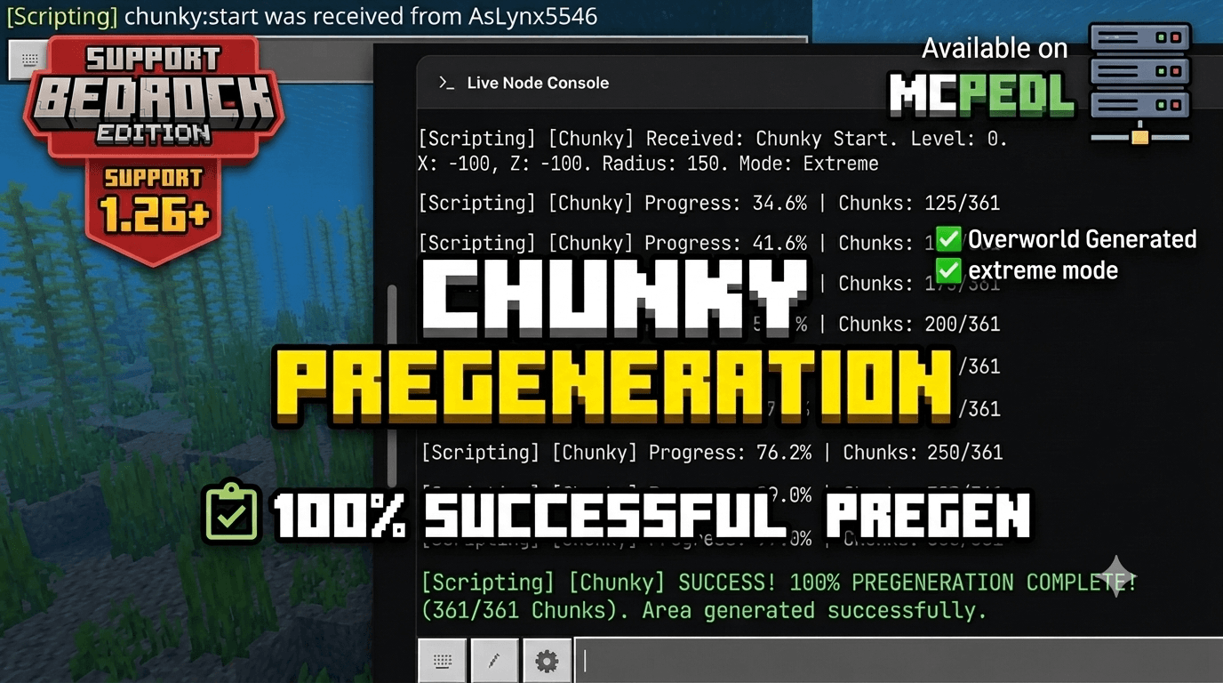 Chunky Pregenerator - World Chunk Pregenerator for BDS & Realms (1.26+) — screenshot 1