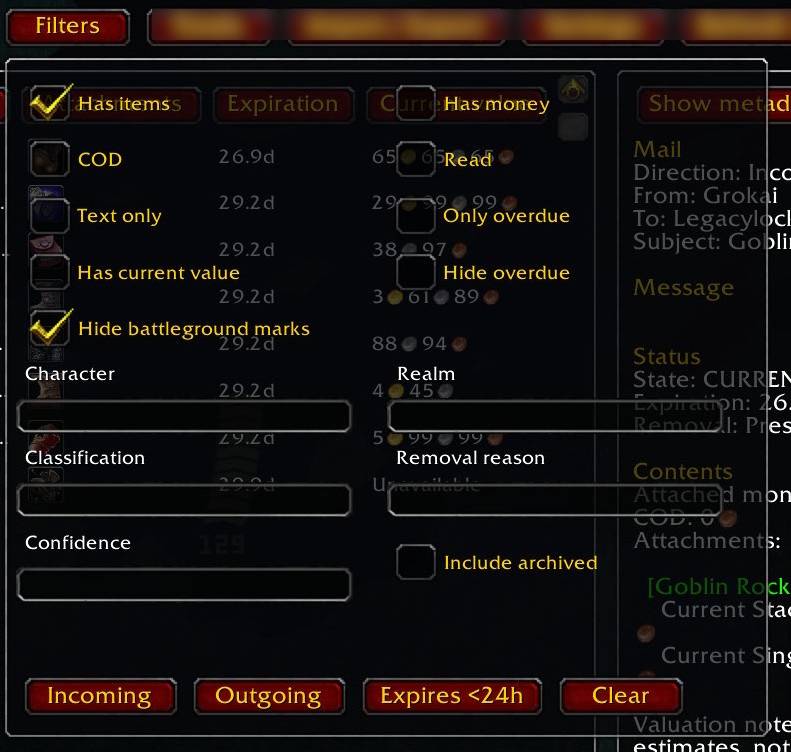 Example of filters and some of them applied