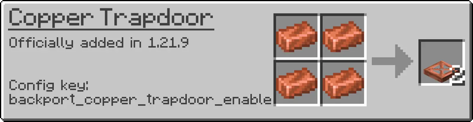Copper Trapdoor backport from 1.21.9