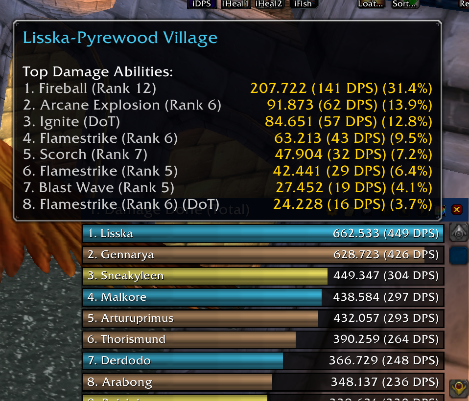 Thumbnail Who did the most damage?
Tooltip shows the abilities used, including ranks