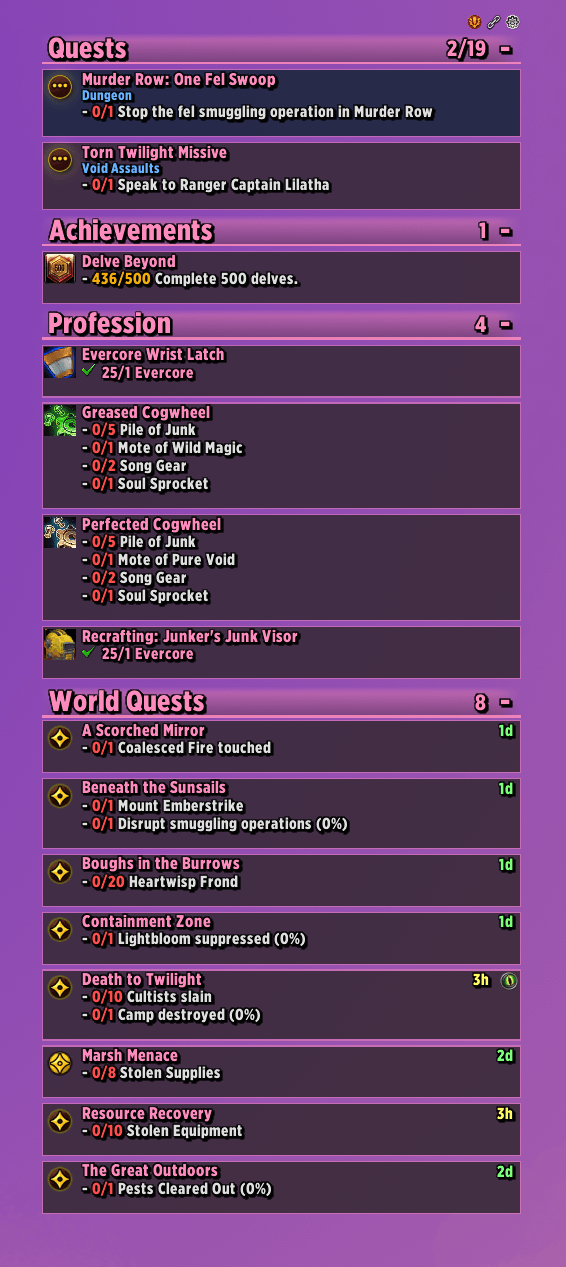 Thumbnail Switch your Quest rows from plain to "Card" rows. You can also tint cards by quest type