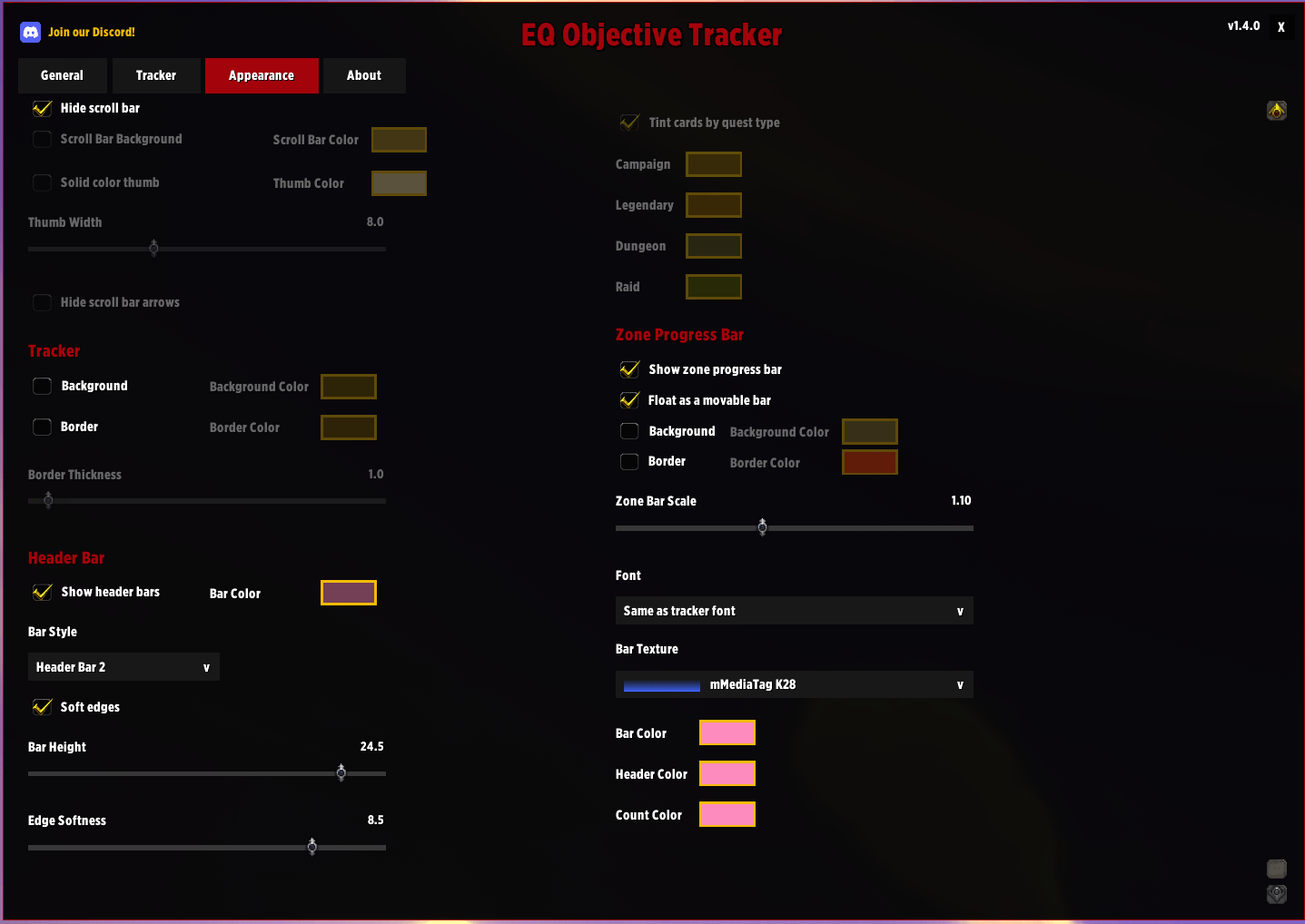 Thumbnail Loads of appearance options - This is the lower half of the options