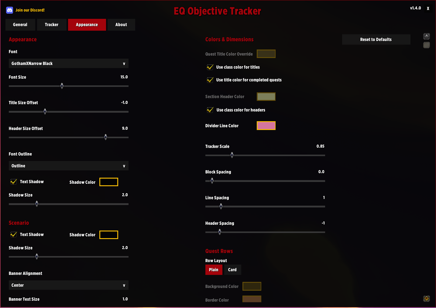 Thumbnail Customize the tracker in any way you want - This is the upper portion of the appearance tab