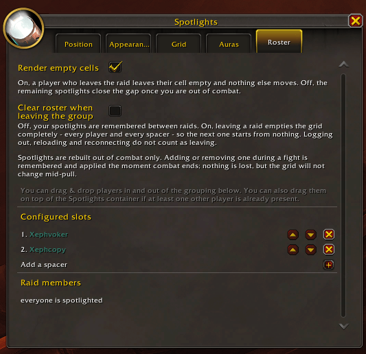 both players currently present in the raid are spotlighted