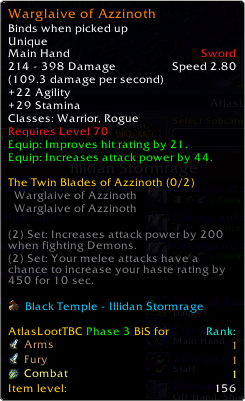 Advanced Tooltip Functionality: Displays BiS information directly on item tooltips in-game. Enables quick comparison of current gear and can be manually switched in Menu for every Phase of TBC!