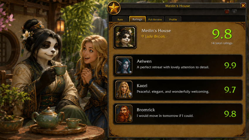 Pandaren Female and Human Female - RateMyHouse - World of Warcraft