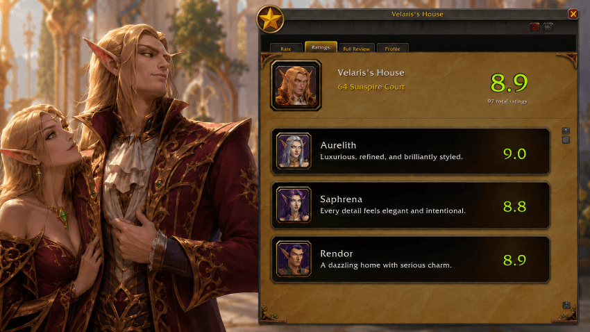 Blood Elf Female and Blood Elf Male - RateMyHouse - World of Warcraft