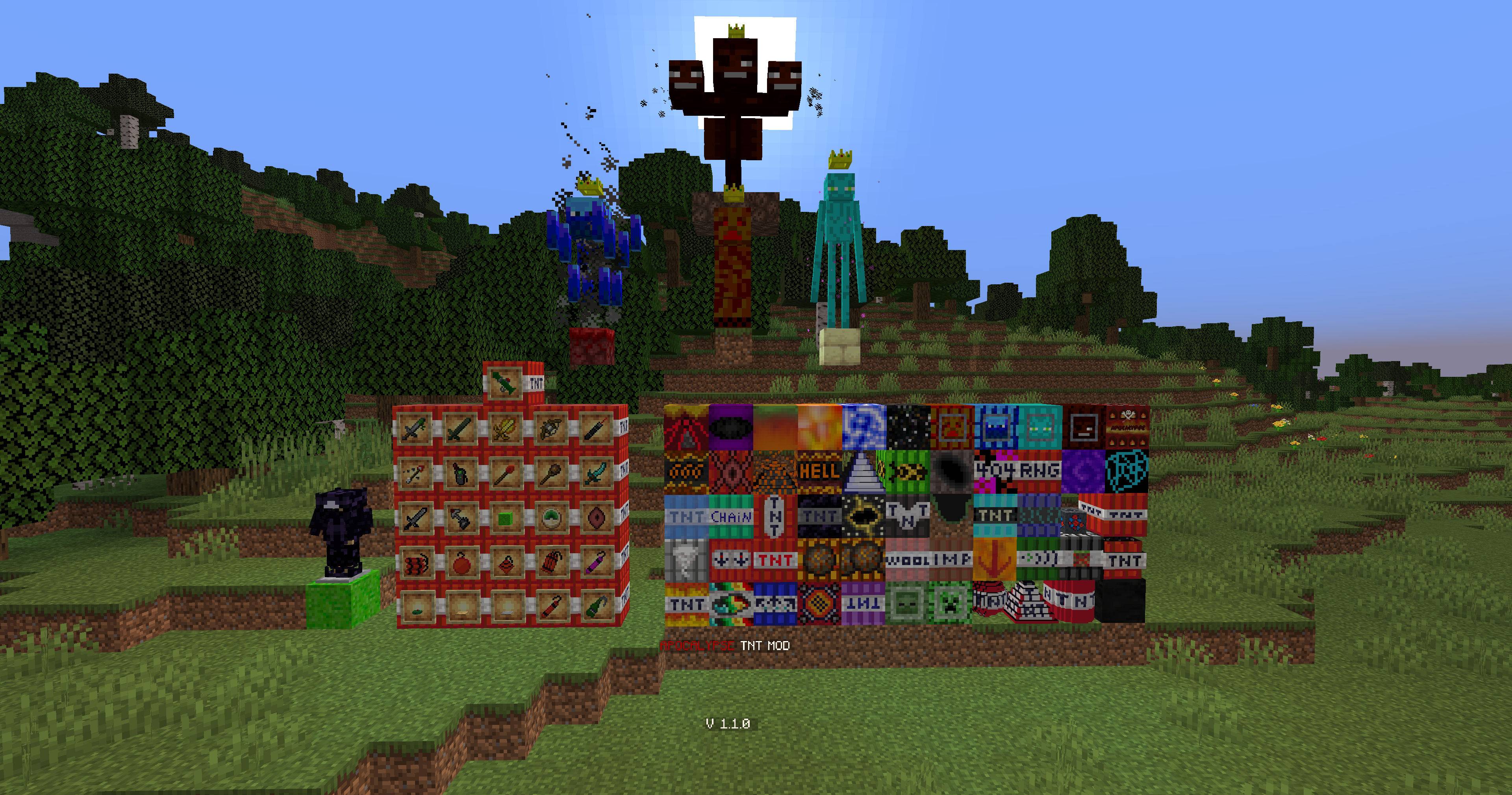 All the TNT, items and bosses this mod adds as of V1.1.0