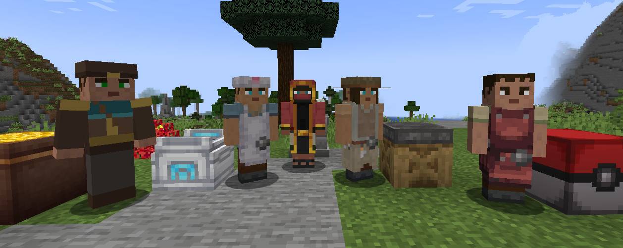 Terran Villagers - Relic Coin Trader, Cobblemon nurse, Radical Cobblemon Trainer, Fossil Trader, Trainer Battle