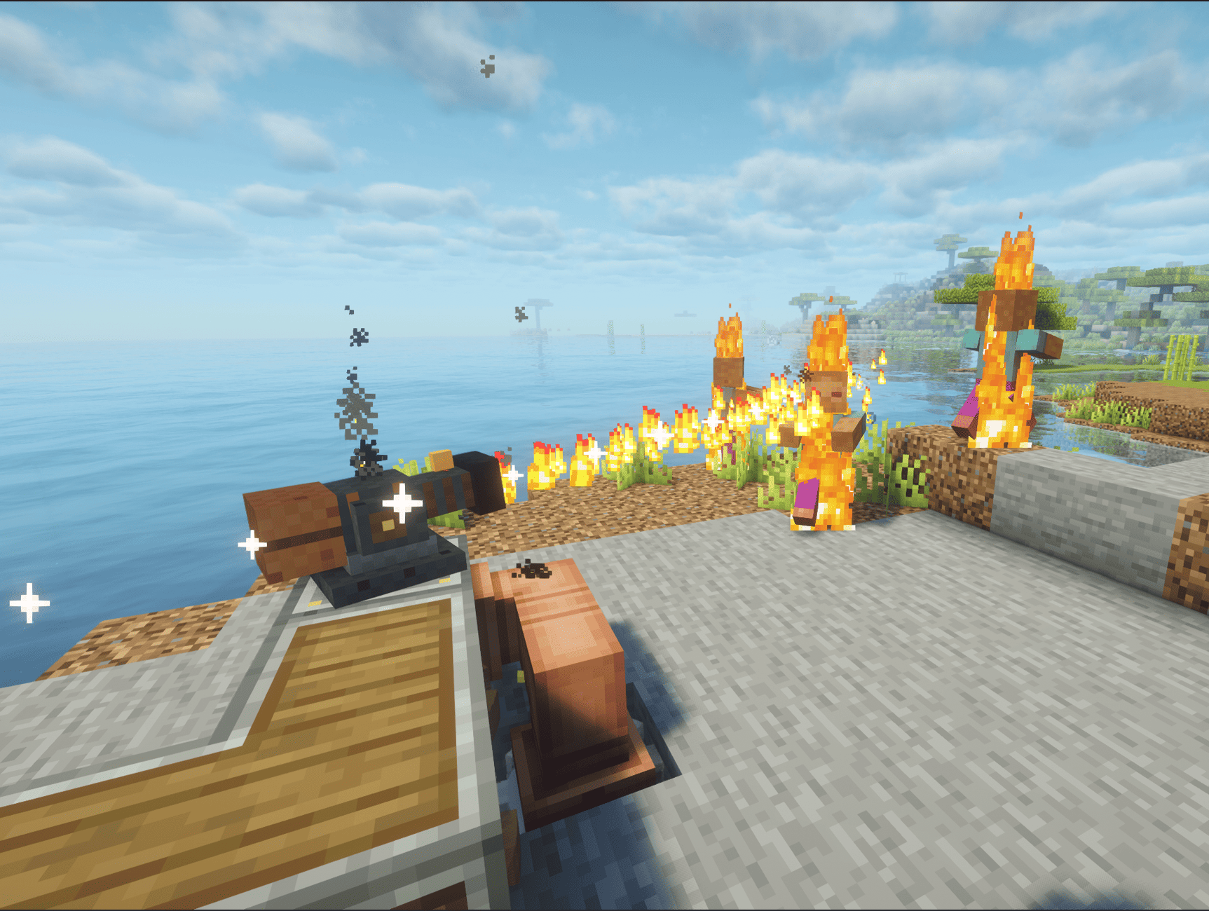Thumbnail Flamethrower Turret burning a grou of zombies