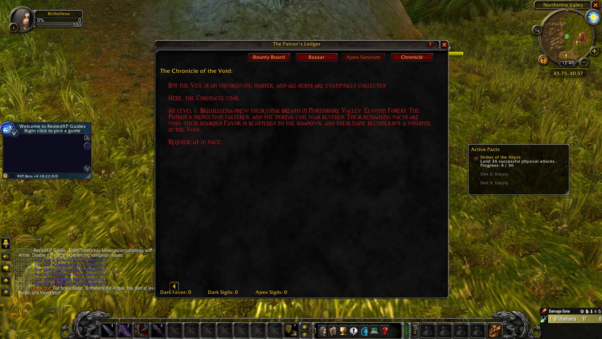 Showing Epitaph for Hardcore characters.