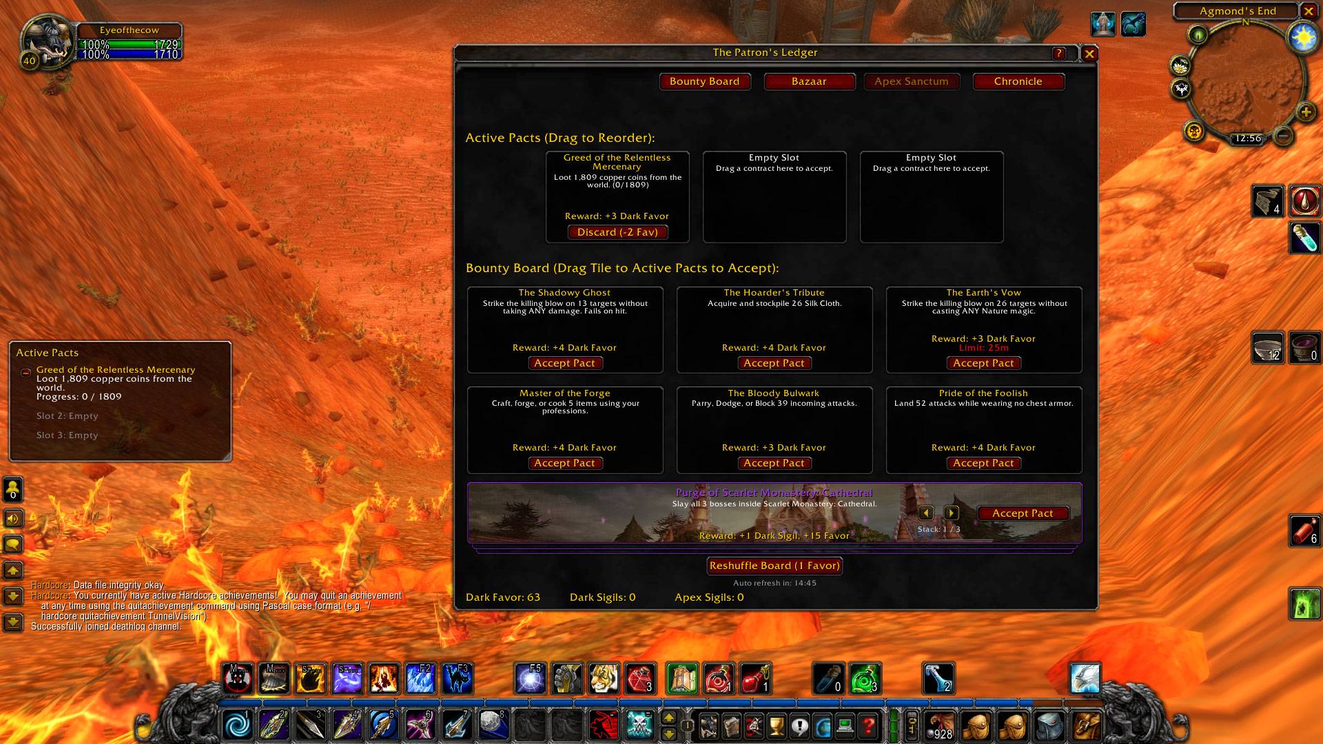 Showing dungeon cards at the bottom of the bounty board
