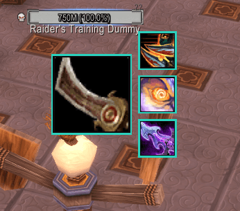 A clean icon-only Combat Rogue recommendation layout with major cooldowns shown beside the main action.