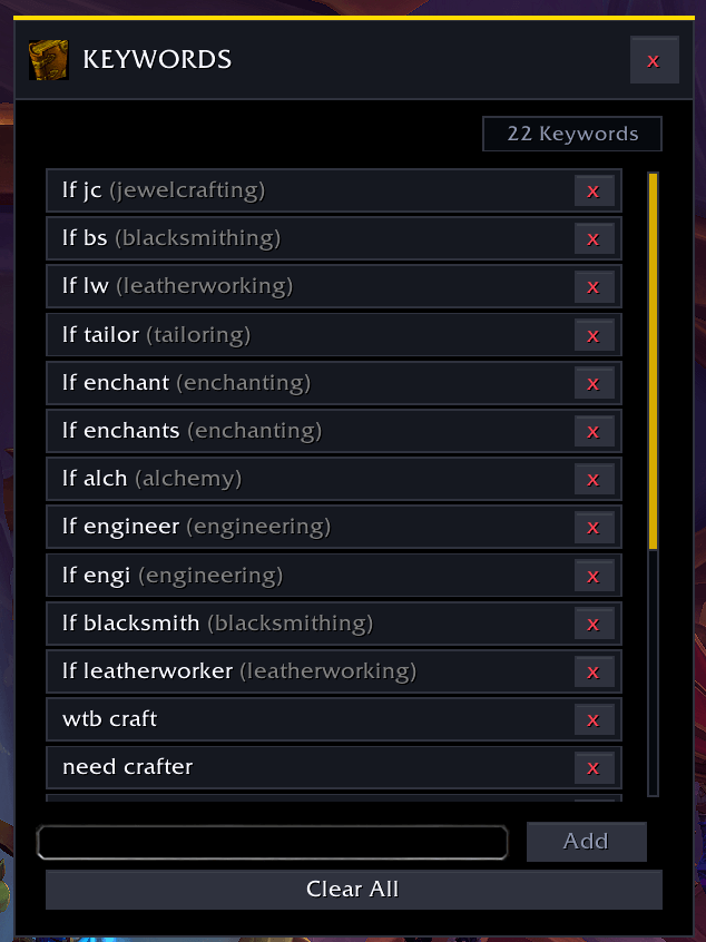 Add your own Keywords!