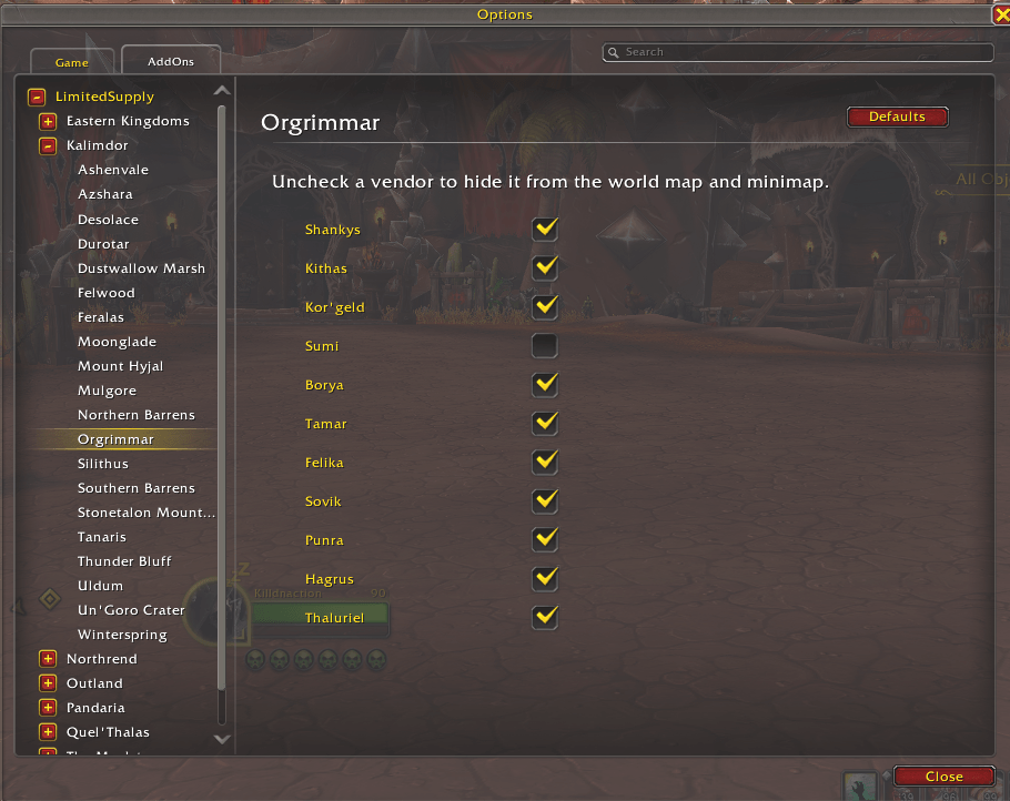 Thumbnail Hide or Show specific vendors on each zone.