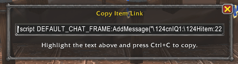 Thumbnail Copy an In-game Item link to post into chat.