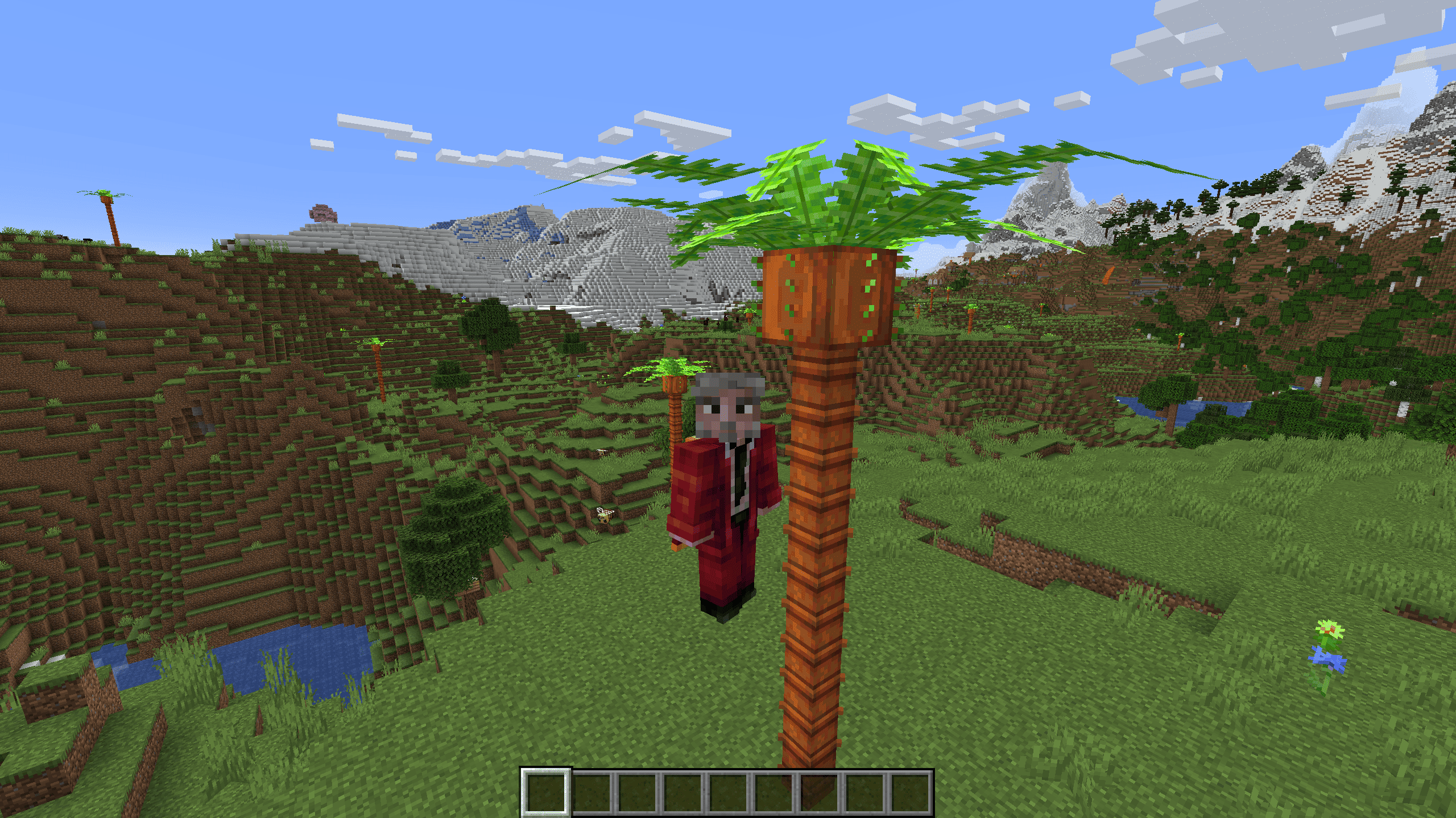 Thumbnail A fully grown palm tree with its distinctive leaves and thorny core, standing tall in a plains biome.