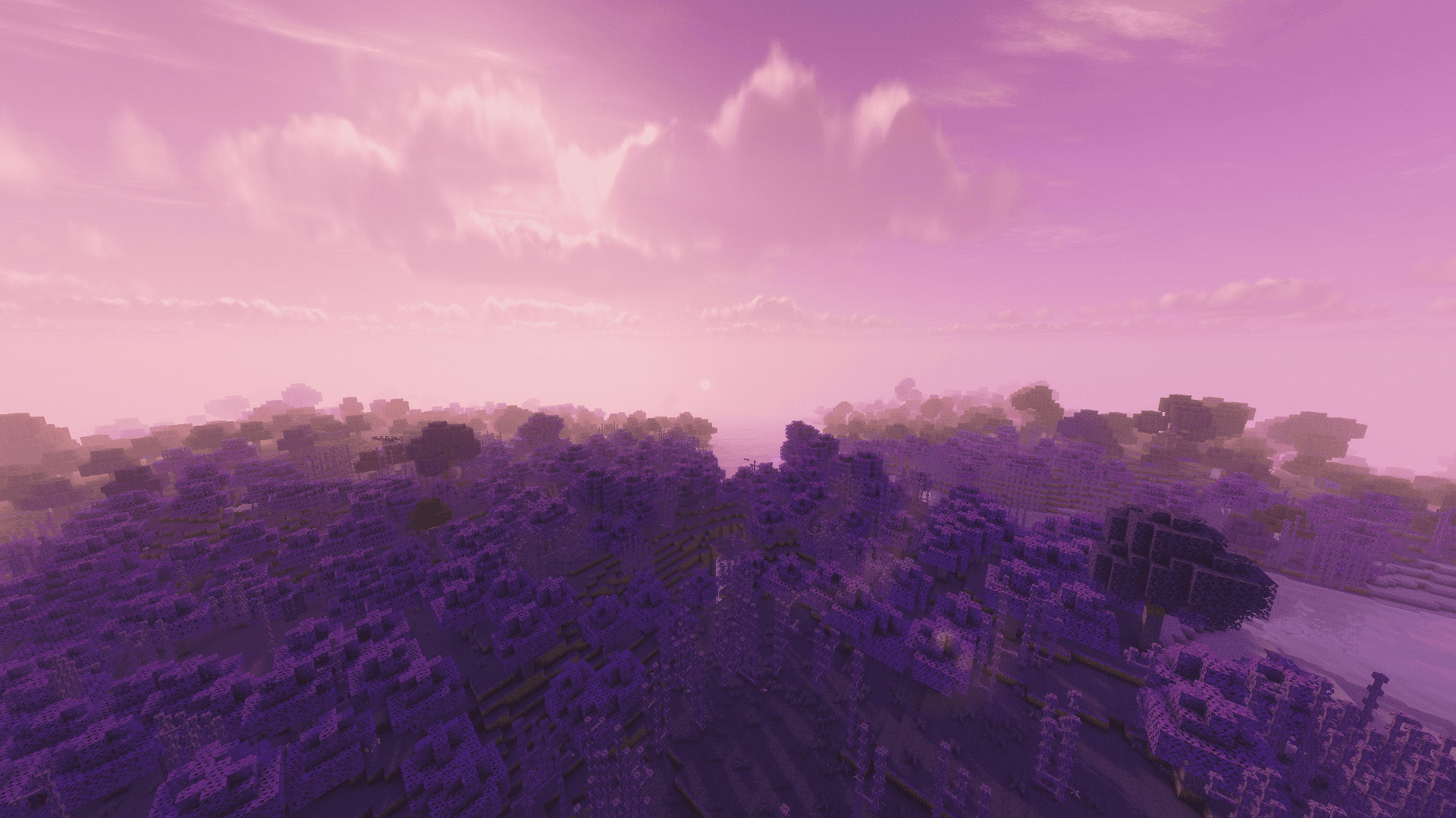The corruption biome with Solas Shaders.