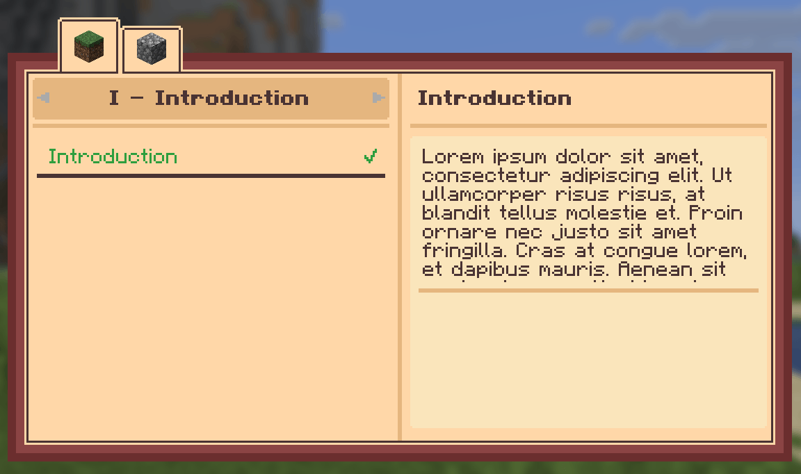 Quest Book Tabs and Description