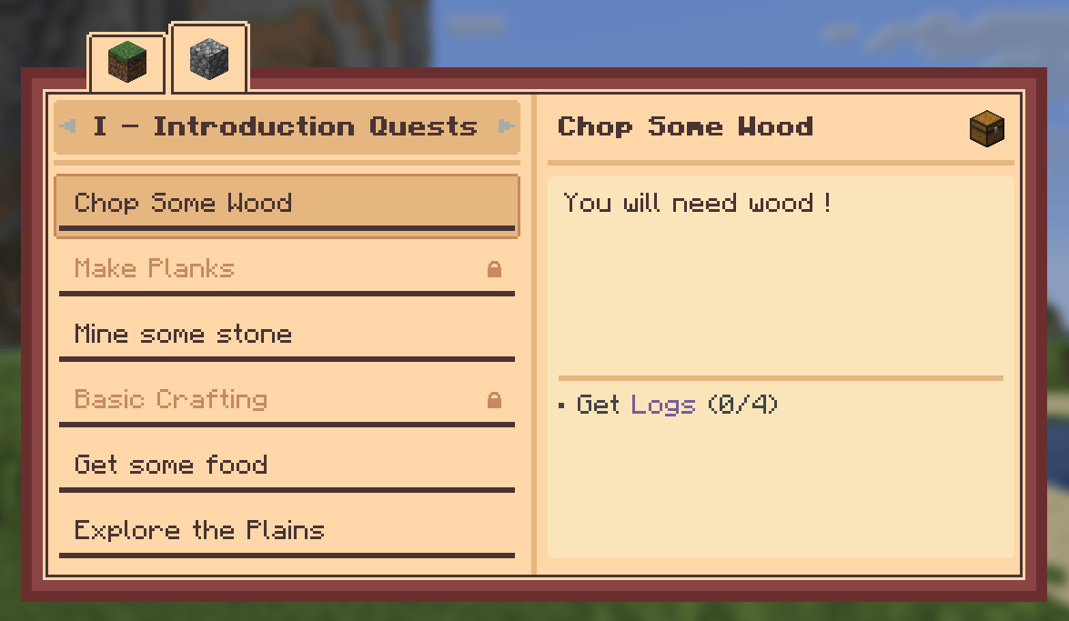 Quest List and Quest presentation