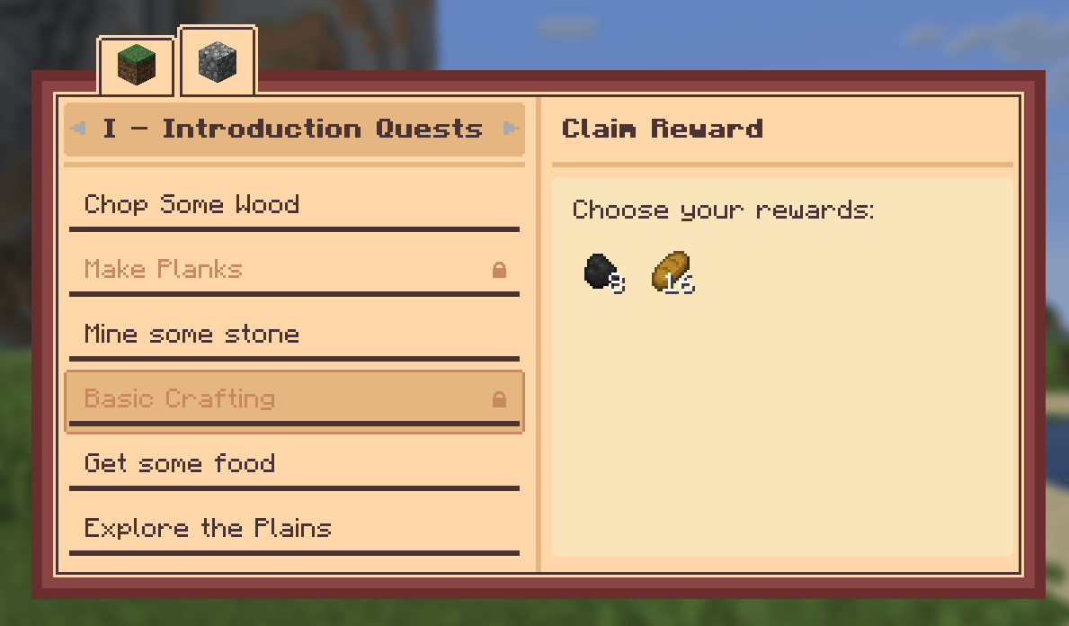 Quest List & Reward Choice View