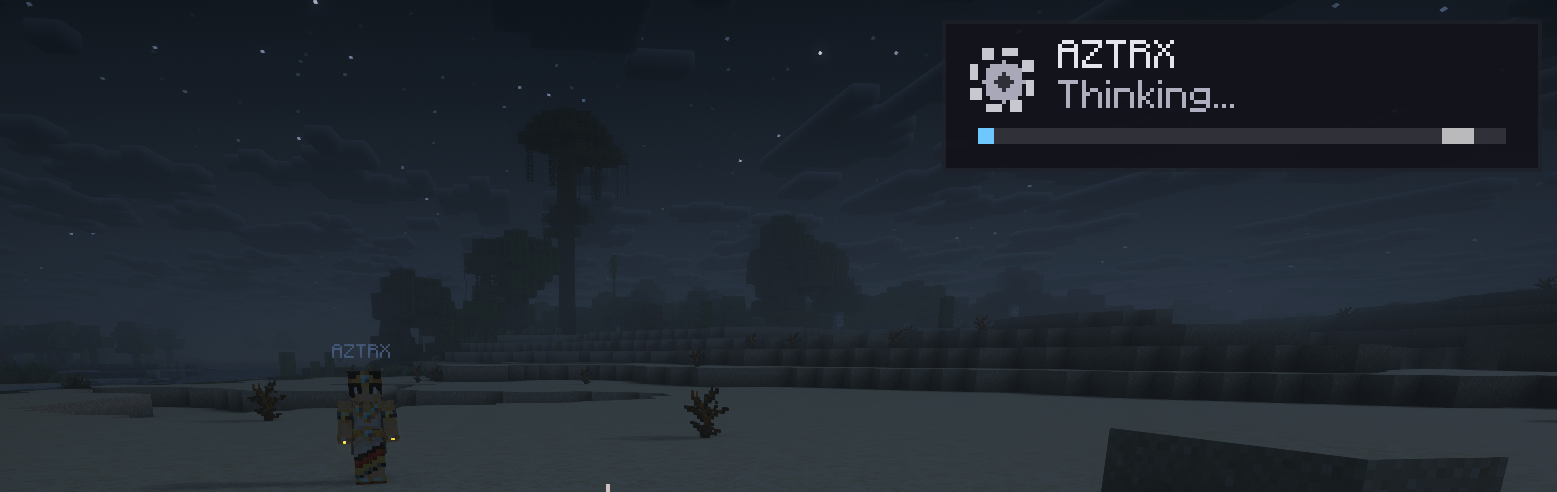 The AI will show when it's thinking in the upper Right Corner and reply in chat when done! use /ask <message>