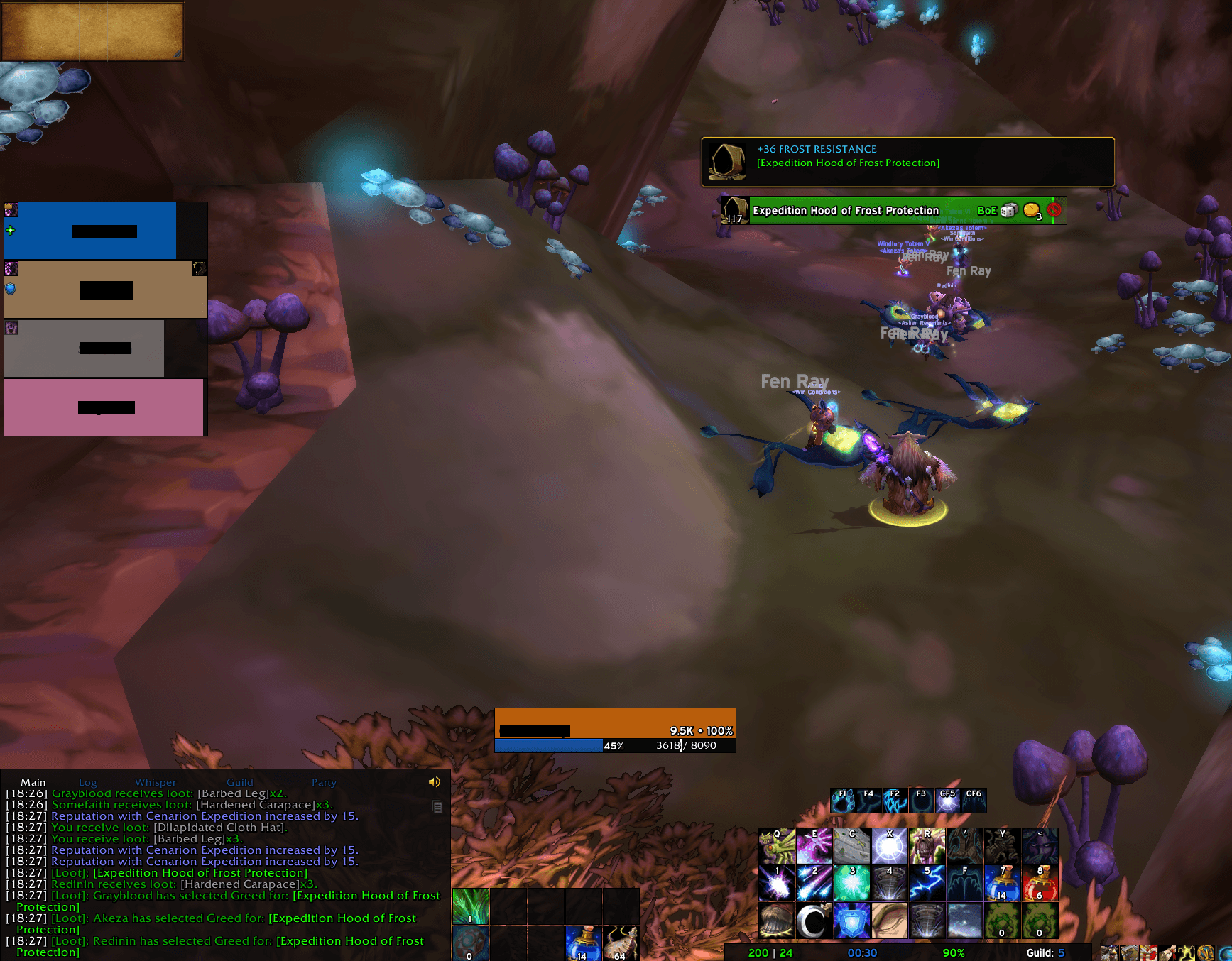 Group Loot, the window above shows you what Res it got.