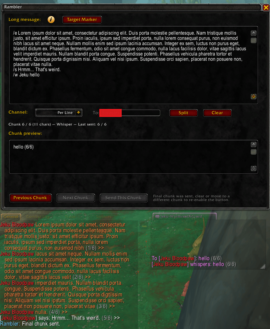 Showcases the use of Per-Line Channel Mode, and message counter.