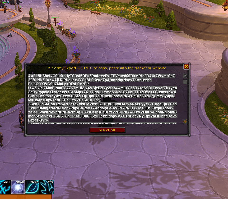 This is the window you receive that provides you with a copy of the string that contains all the character information during your session.