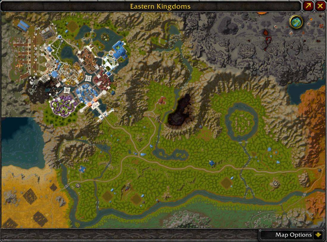Elwynn Forest and Stormwind layered above default map