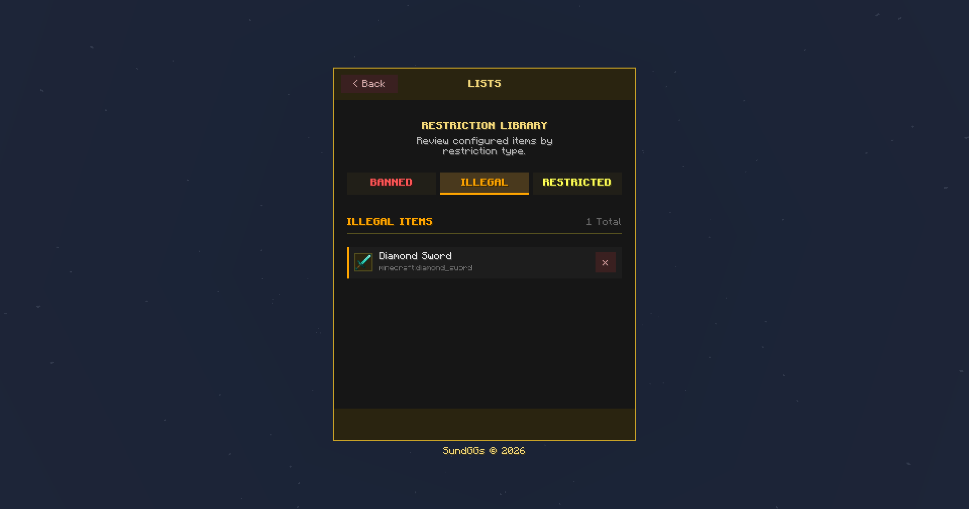 Browse and filter all items that currently have a restriction applied.