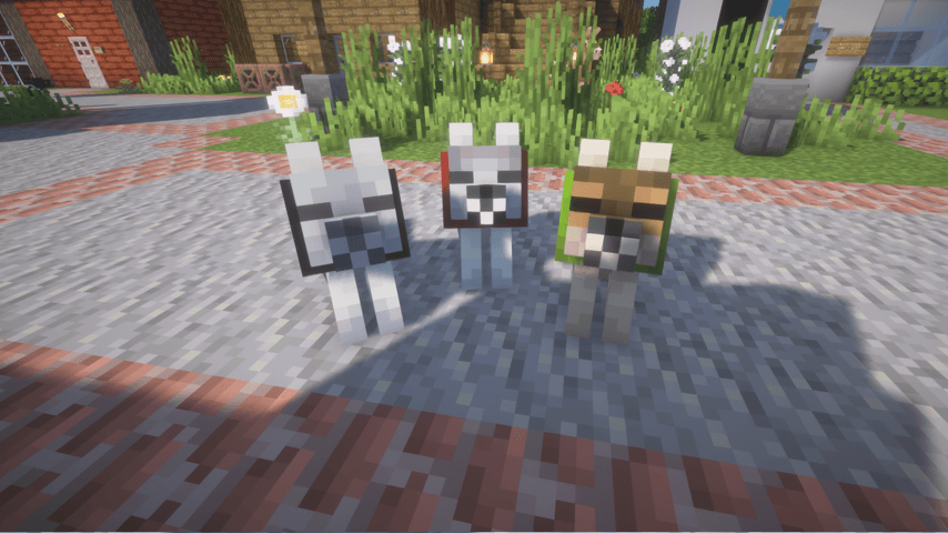 tamed wolf screenshot.
captured with 'BSL shader' by capttatsu.
based on 1.7.0 version.