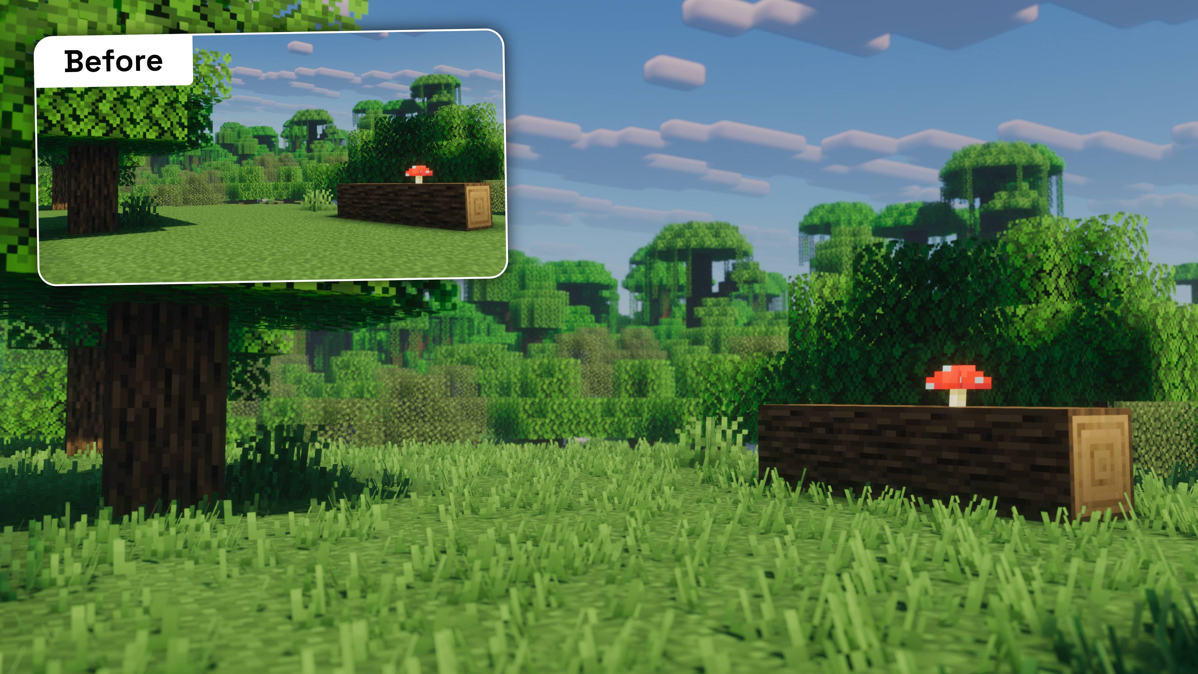 Grassrise compared with vanilla Minecraft.