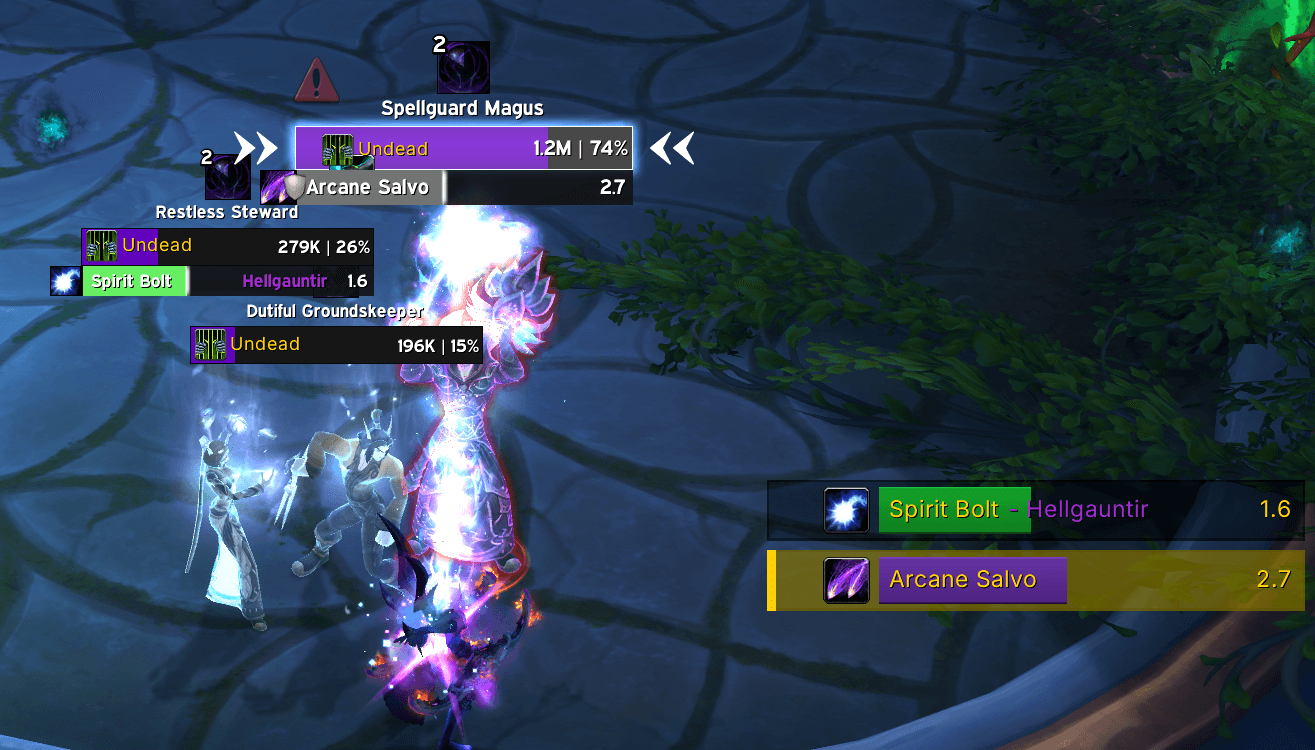 Combat example with priority spell, a kickable cast and nameplate alerts.