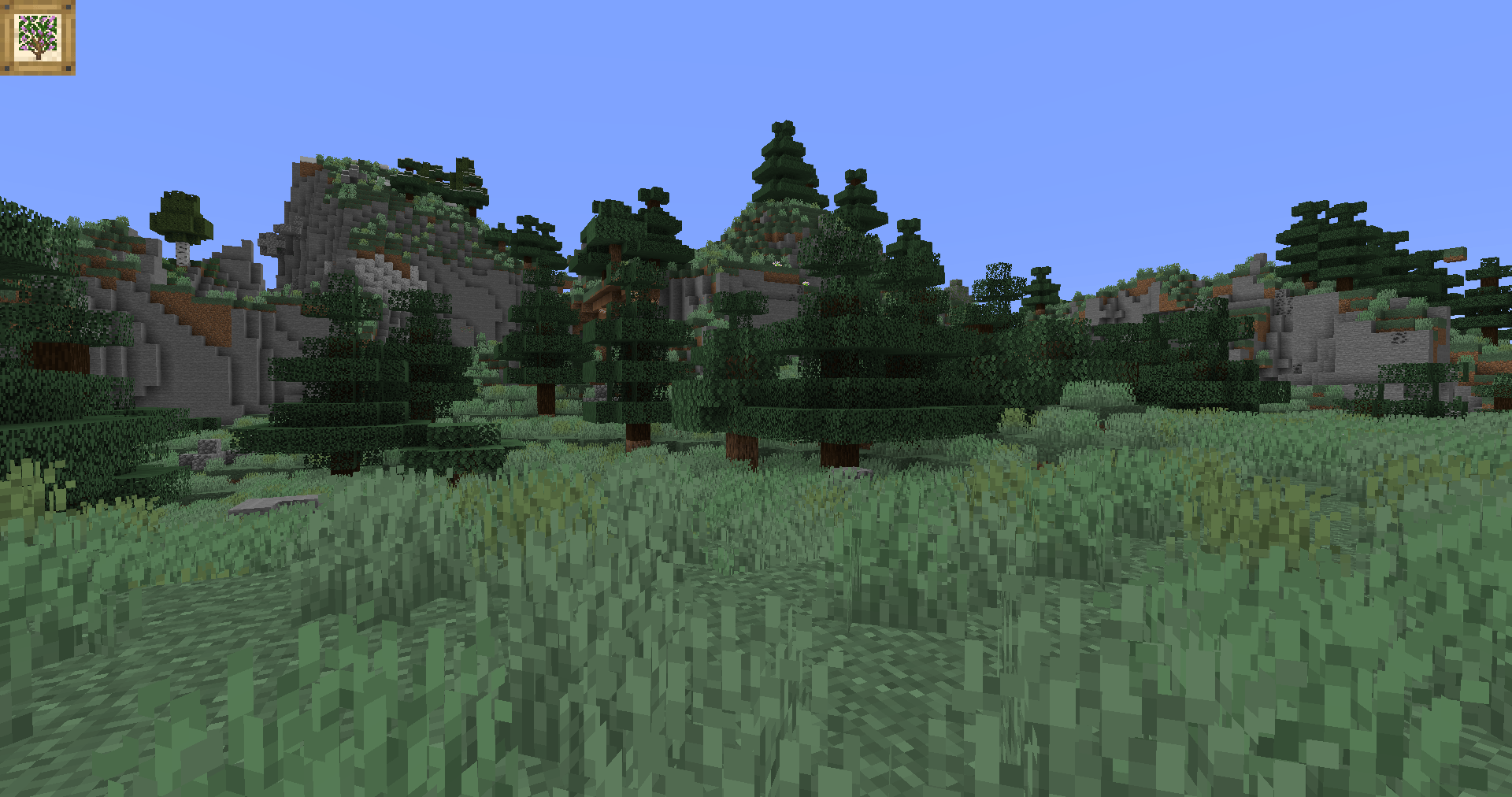 Thumbnail The short, stout trees of a Windswept Forest hang onto the hardy cliffs of their wind-sculpted home, growing amidst grasses which can tolerate the weather.