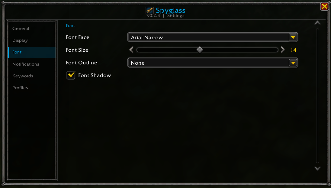 Font Tab
