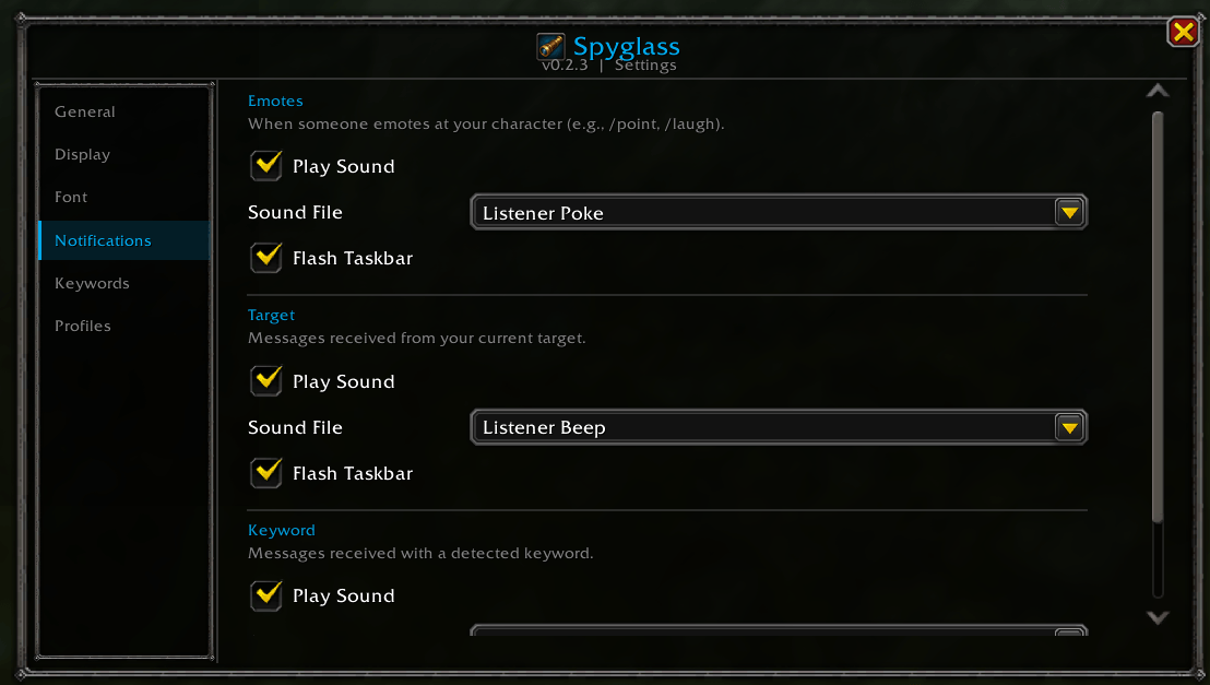 Notifications Tab