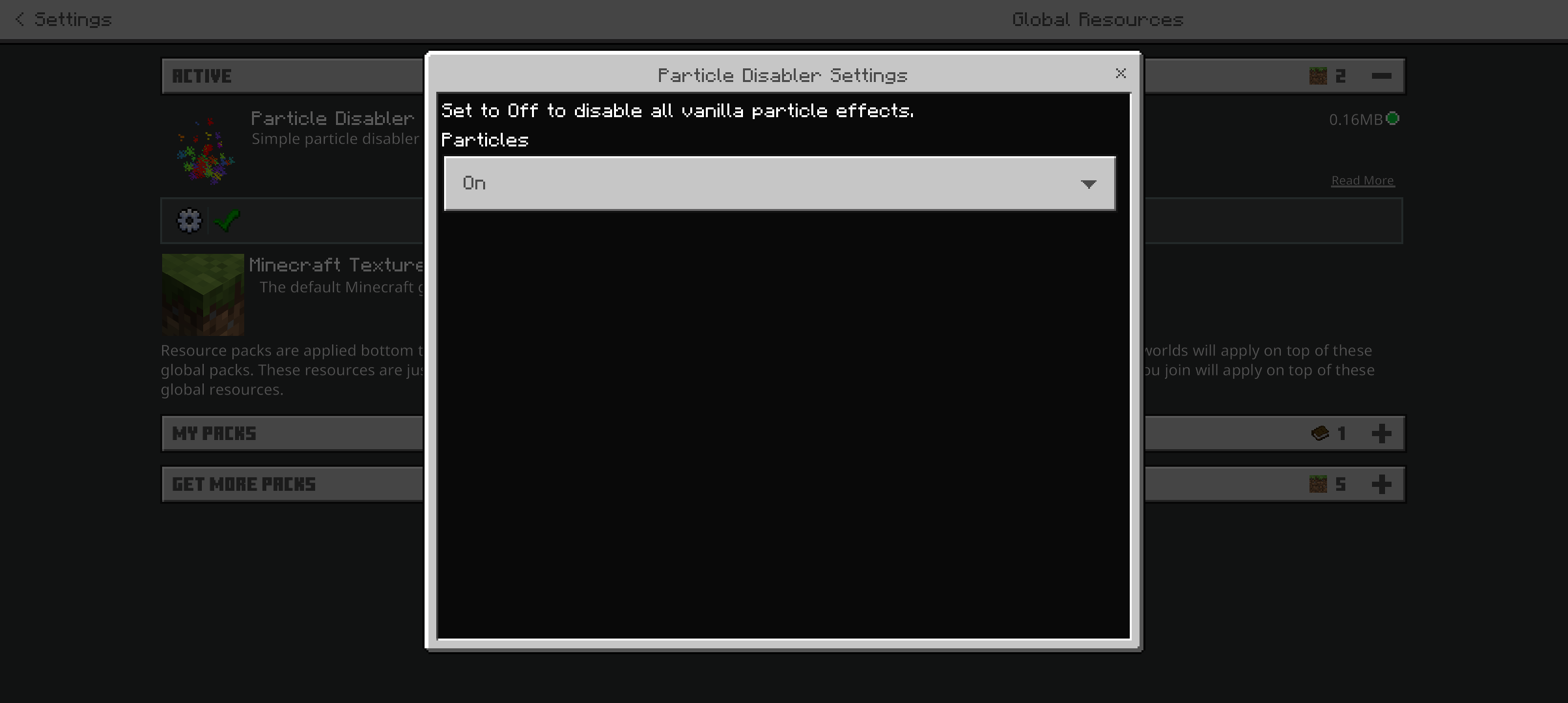 Particle disabler+ — screenshot 1