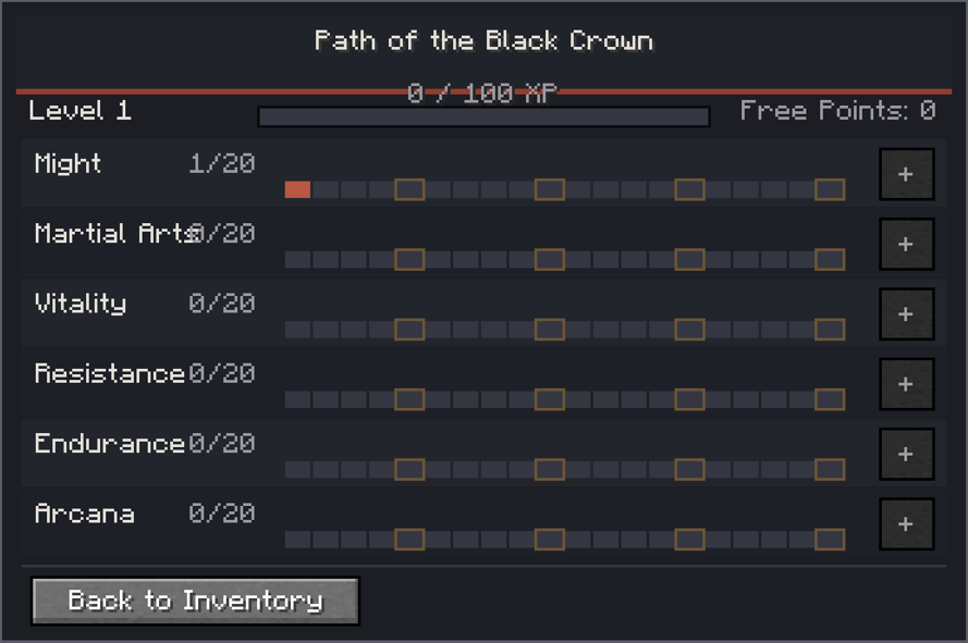 first version of the leveling system where you can allocate points for better stats...
