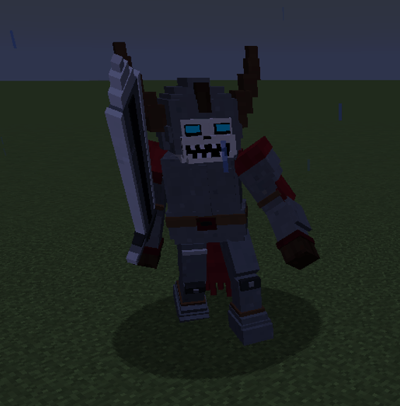 newest version of the first boss of this mod has multiple phases and uses iron's spells Fire magic since phase 2
