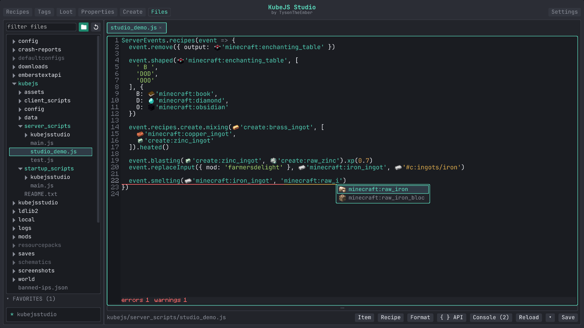 Completion inside a recipe call