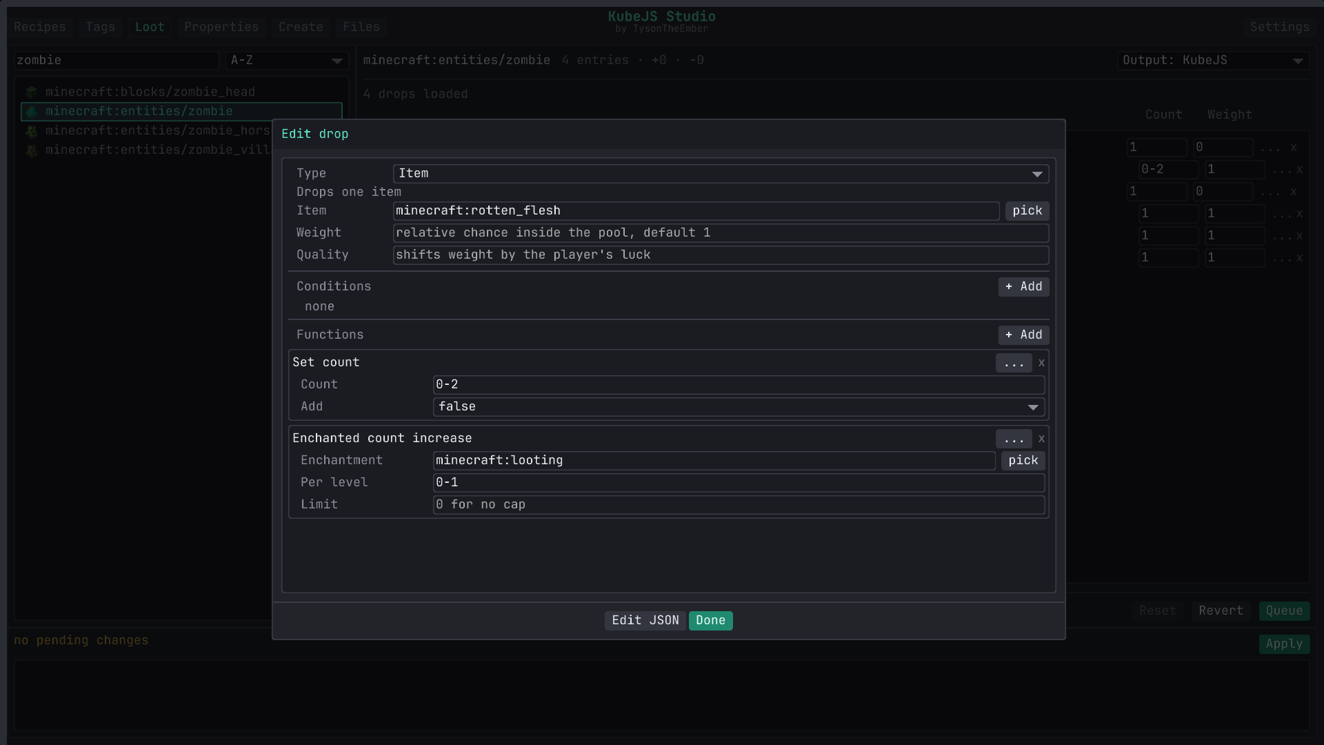 Loot entry editor