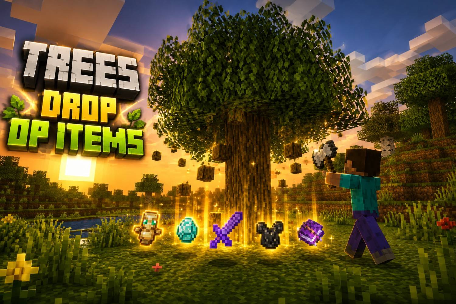 Trees Drop OP Items ( MCBE ) — screenshot 1