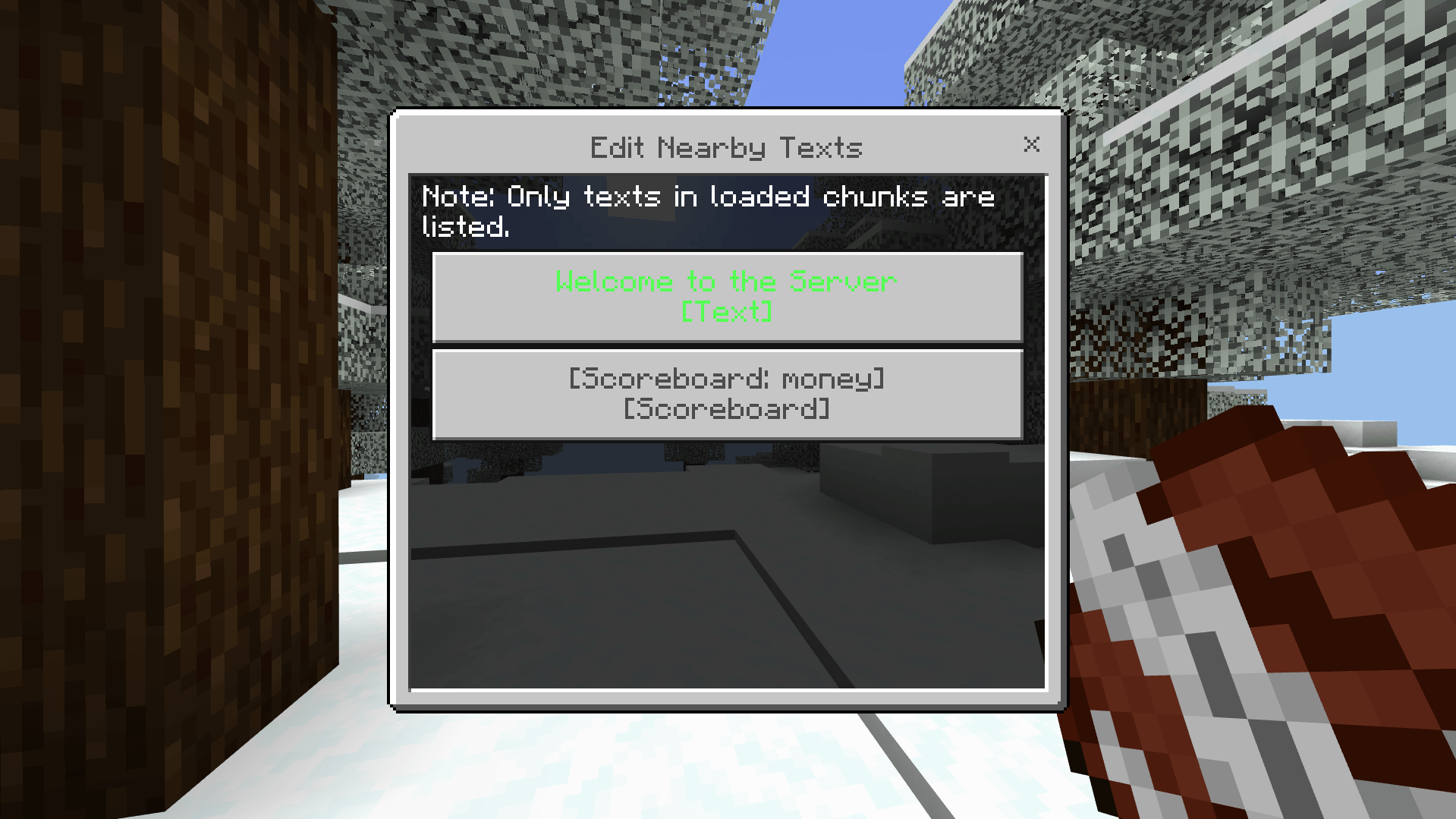 you can edit texts and scoreboard leaderboards that you've already made and when editing existing make sure you are near the text or leaderboard.