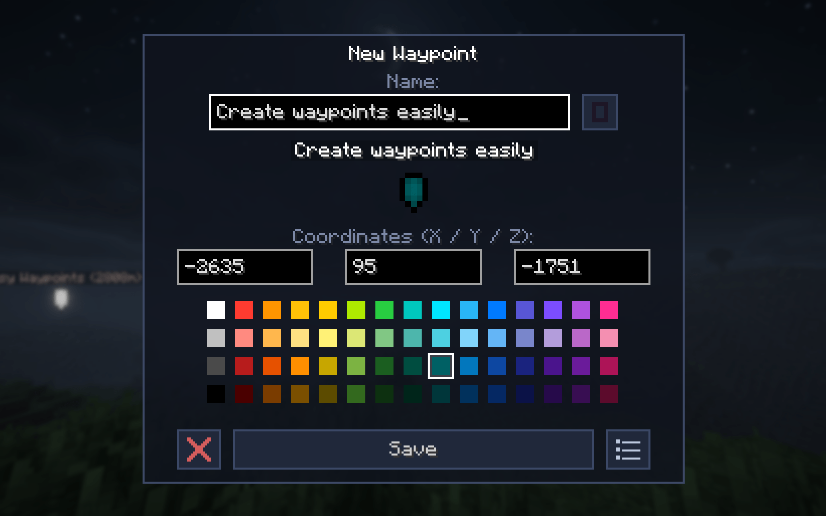 A simply way to create a waypoint (and the option to share waypoints between dimensions)
