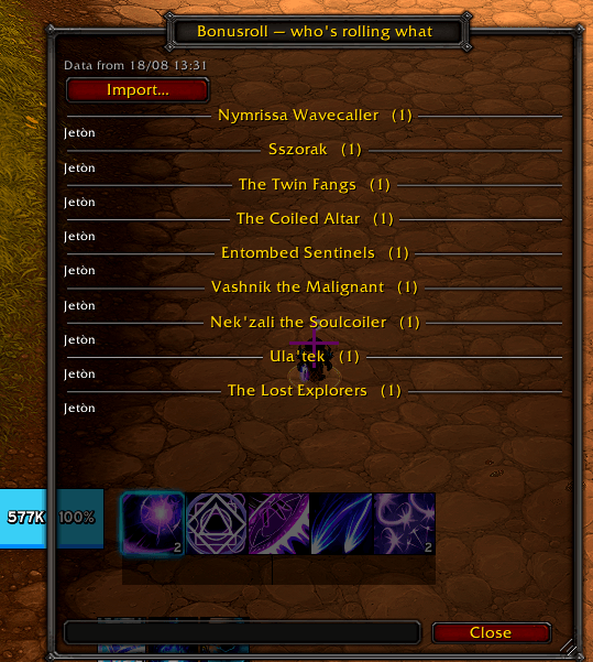 Overview of which raider is bonusrolling which boss.
