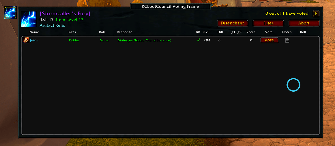 New Bonus Roll (BR) column in RCLootCouncil