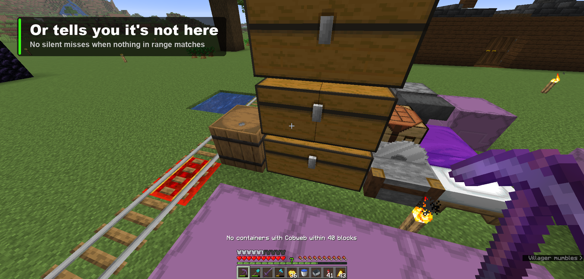 Thumbnail If nothing within the radius holds the item, the action bar says exactly that instead of leaving you wondering whether the search ran.